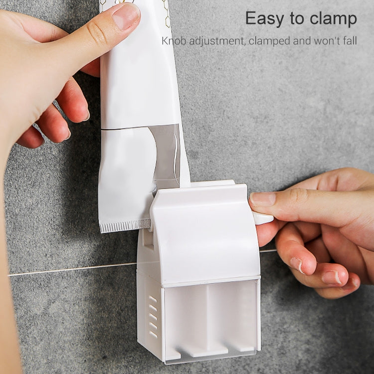 2 PCS Toothpaste Squeezer Multifunctional Toothbrush Rack Wall-Mounted Bathroom Perforation-Free Storage Rack