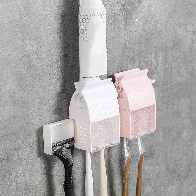 2 PCS Toothpaste Squeezer Multifunctional Toothbrush Rack Wall-Mounted Bathroom Perforation-Free Storage Rack