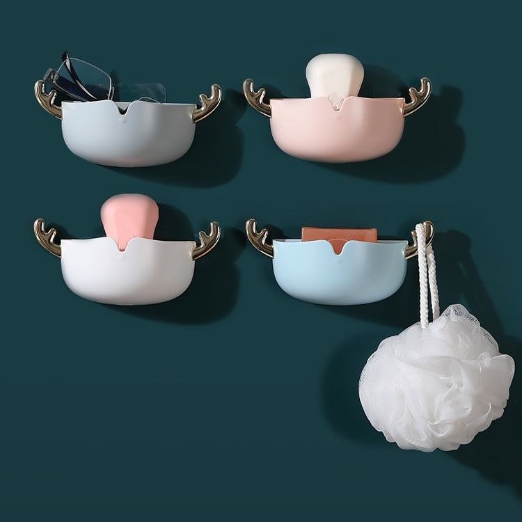 4 PCS Cartoon Animal Cute Deer Soap Holder Seamless Wall-Mounted Bathroom Storage Box