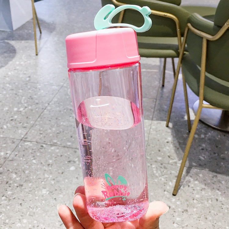 2 PCS Cute Rabbit Cup Portable Plastic Cup With Handle