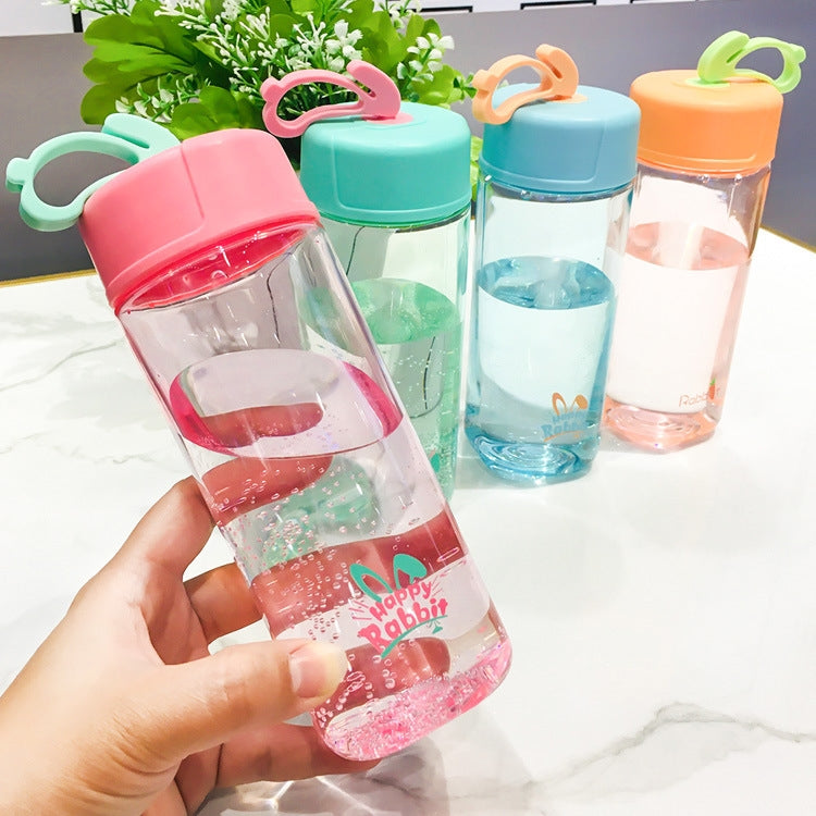 2 PCS Cute Rabbit Cup Portable Plastic Cup With Handle