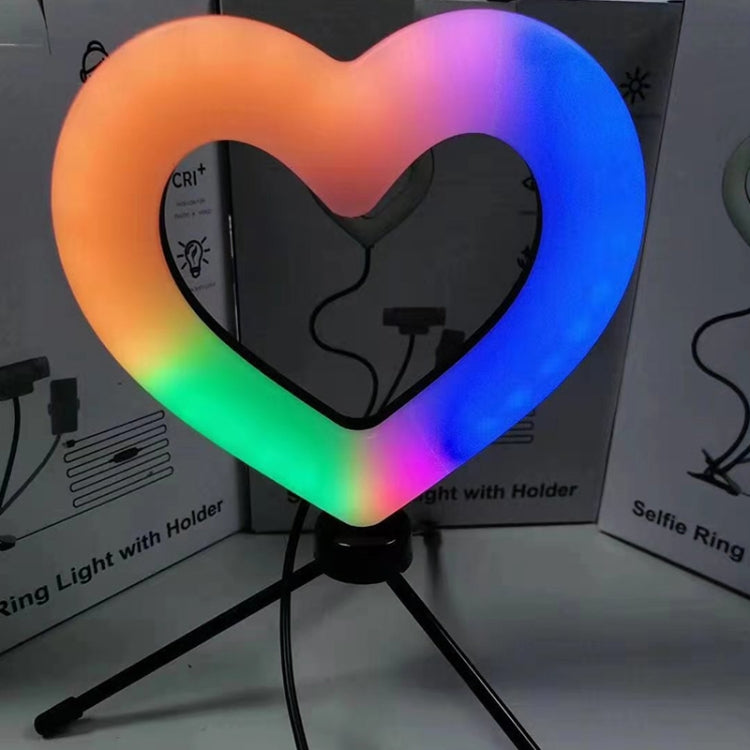 MJ16 Heart-Shaped Mobile Phone Live LED Fill Light, Colour: RGB Colorful