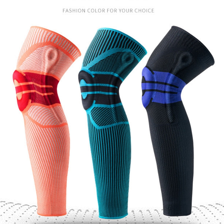 A Pair Sports Knee Pads Long Warm Compression Leggings Basketball Football Mountaineering Running Meniscus Patella Protector, Specification:  L (Sky Blue)