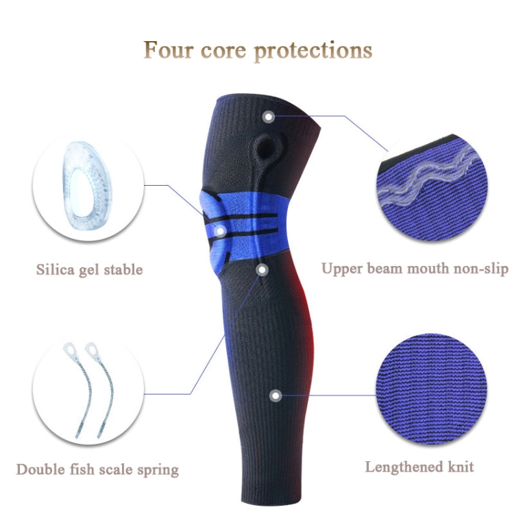 A Pair Sports Knee Pads Long Warm Compression Leggings Basketball Football Mountaineering Running Meniscus Patella Protector, Specification:  L (Sky Blue)