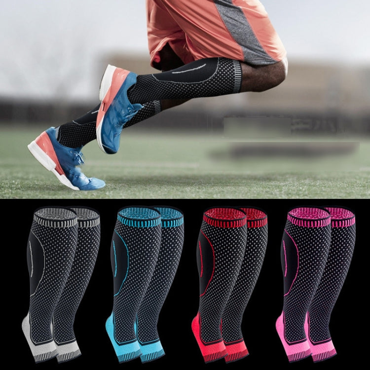 A Pair Lengthened Sports Protective Calf Cover Knitted Breathable Pressure Leg Cover Basketball Football Mountaineering Protective Gear, Specification:  L (Black Gray)