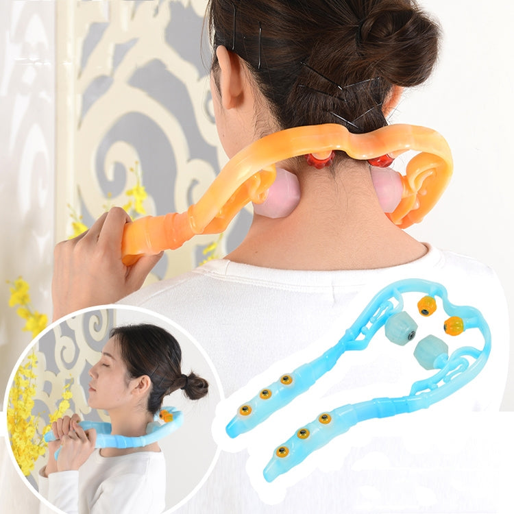 3 PCS Manual Cervical Massager Home Multi-Function Shoulder And Neck Massage Roller, Shape: Strengthen Magnetic Therapy Orange