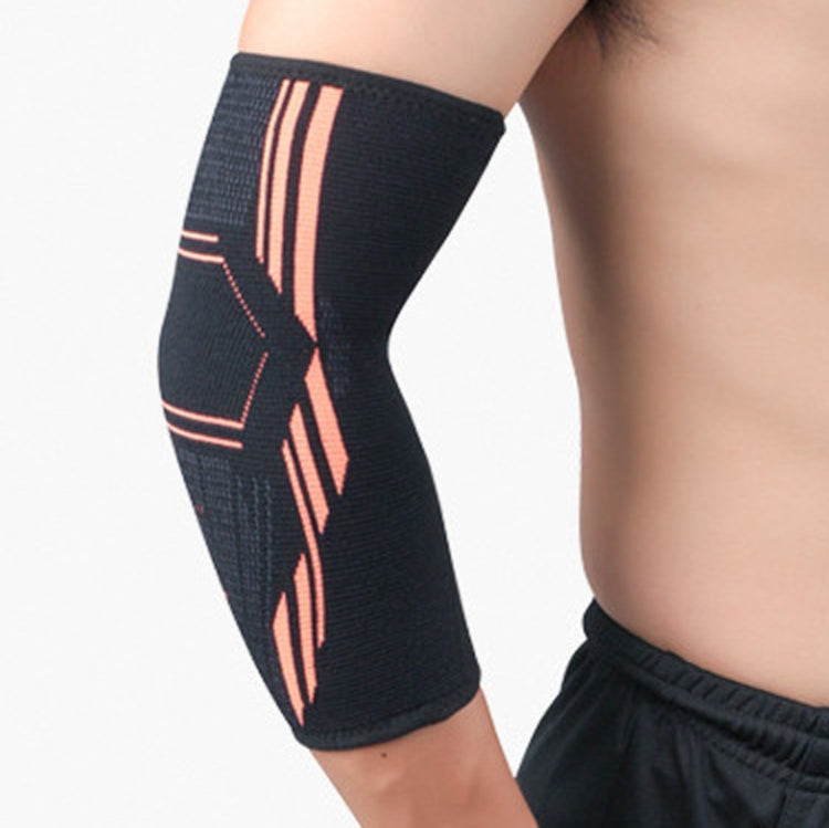 A Pair Sports Elbow Pads Breathable Pressurized Arm Guards Basketball Tennis Badminton Elbow Protectors, Size:  L (Black Orange)