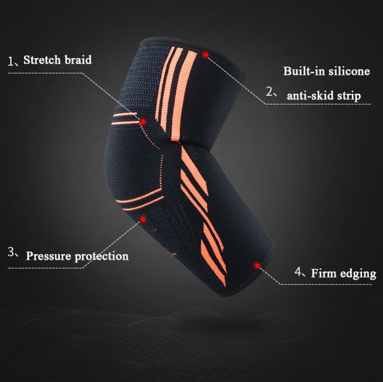 A Pair Sports Elbow Pads Breathable Pressurized Arm Guards Basketball Tennis Badminton Elbow Protectors, Size:  L (Black Orange)