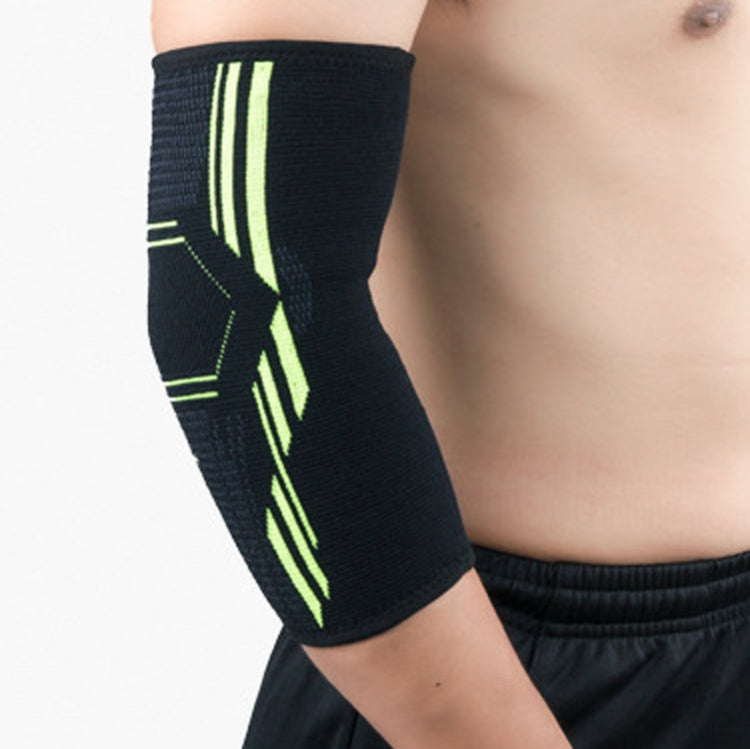 A Pair Sports Elbow Pads Breathable Pressurized Arm Guards Basketball Tennis Badminton Elbow Protectors, Size:  L (Black Green)