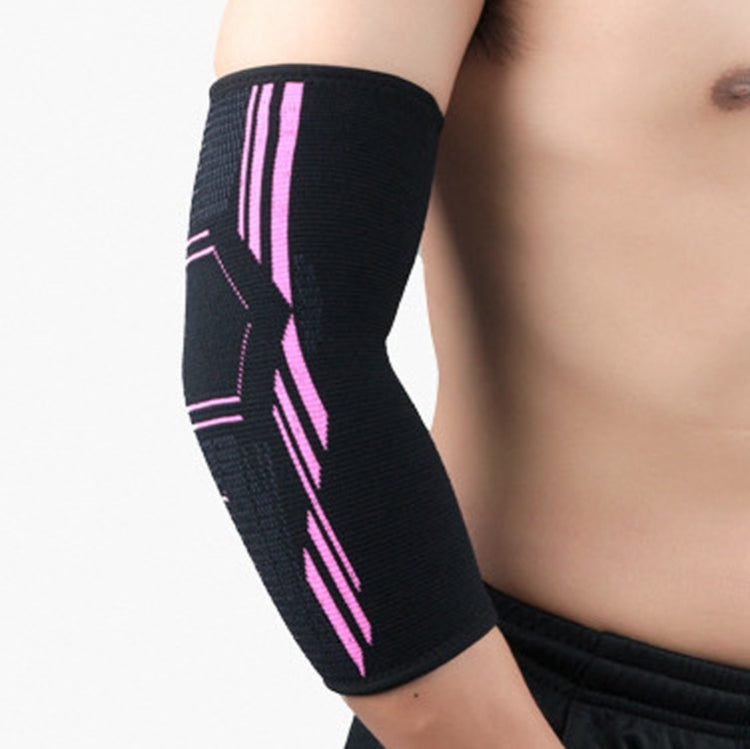 A Pair Sports Elbow Pads Breathable Pressurized Arm Guards Basketball Tennis Badminton Elbow Protectors, Size: L  (Black Pink)
