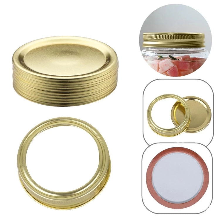 30 PCS Mason Can Cover Straw Tube Tinplate Cover, Specification: 86mm Outer Ring Gold