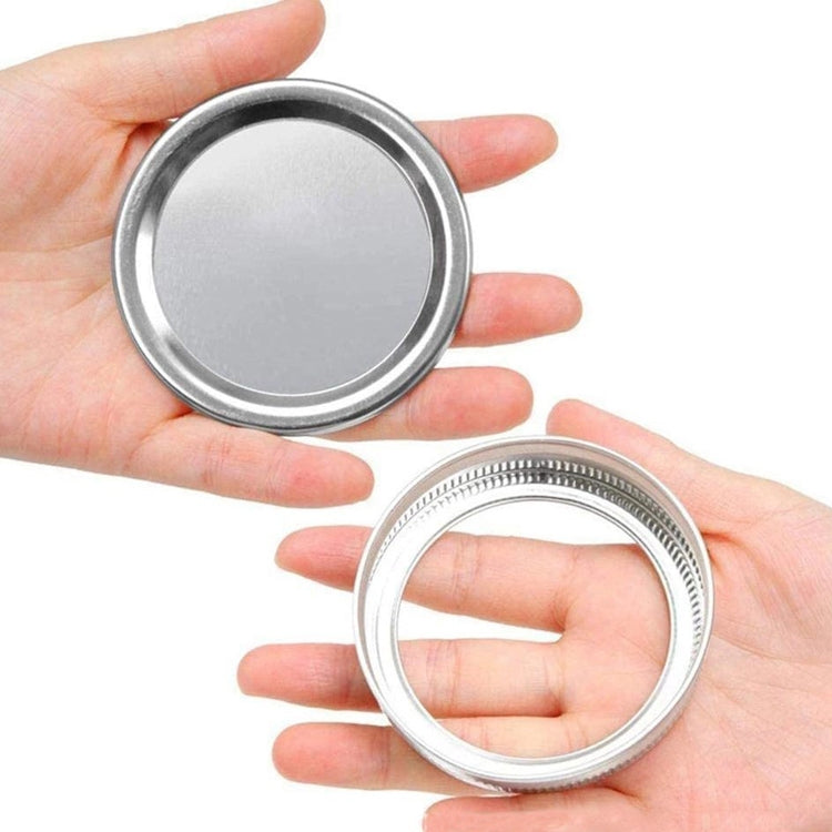30 PCS Mason Can Cover Straw Tube Tinplate Cover, Specification: 86mm Cover Silver
