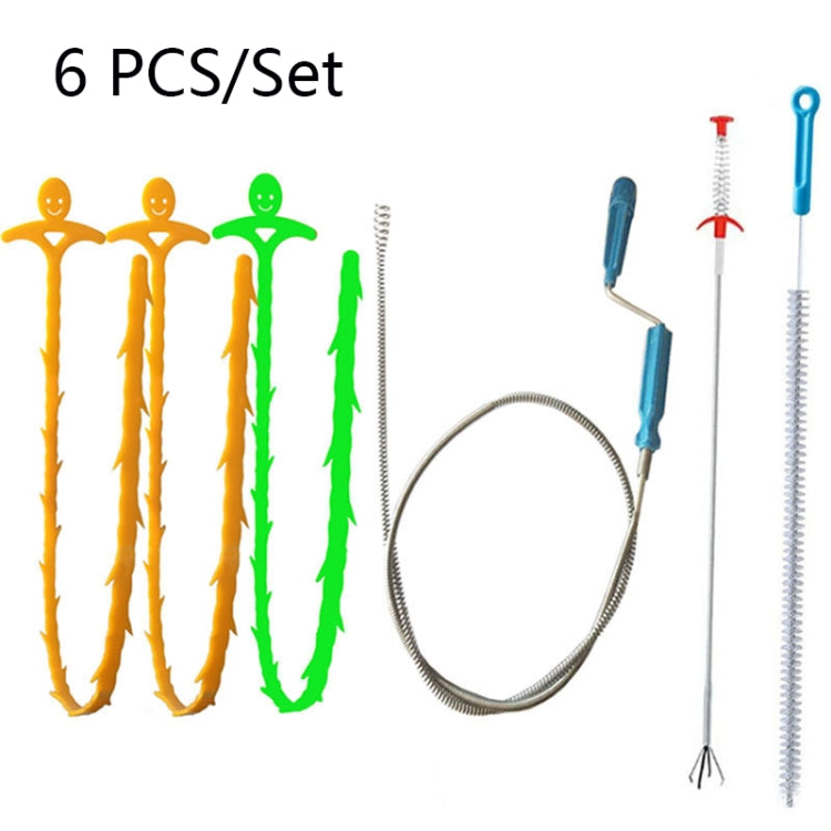 Kitchen Pipe Dredge Hook Sewer Toilet Anti-Blocking Sink Dredge Kit, Style: 6 PCS/Set-3