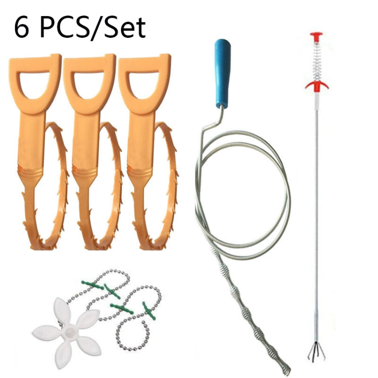 Kitchen Pipe Dredge Hook Sewer Toilet Anti-Blocking Sink Dredge Kit, Style: 6 PCS/Set-4