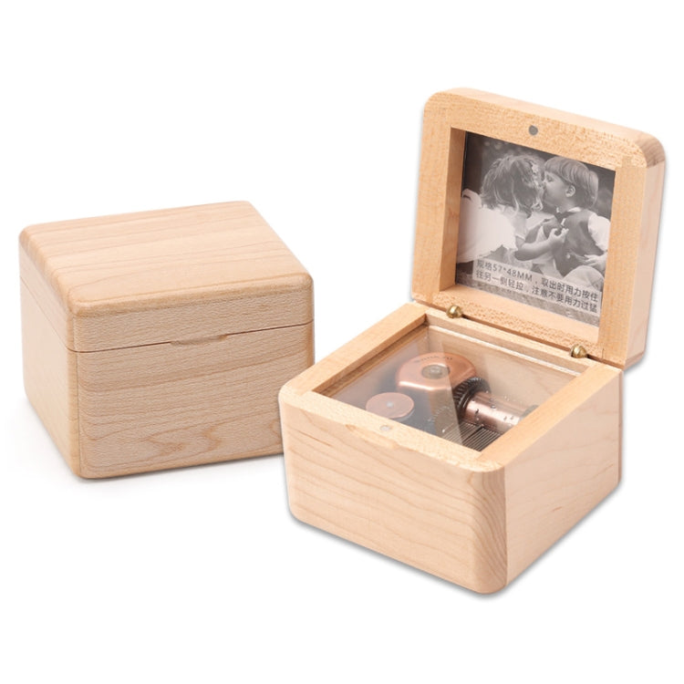 Frame Style Music Box Wooden Music Box Novelty Valentine Day Gift,Style: Maple Red-Bronze Movement