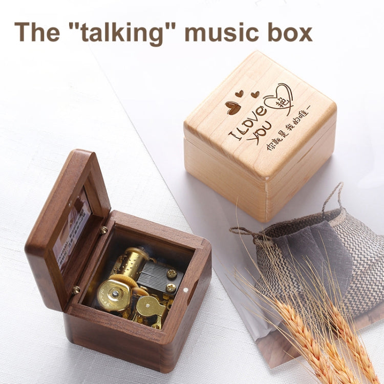Frame Style Music Box Wooden Music Box Novelty Valentine Day Gift,Style: Walnut Red-Bronze Movement