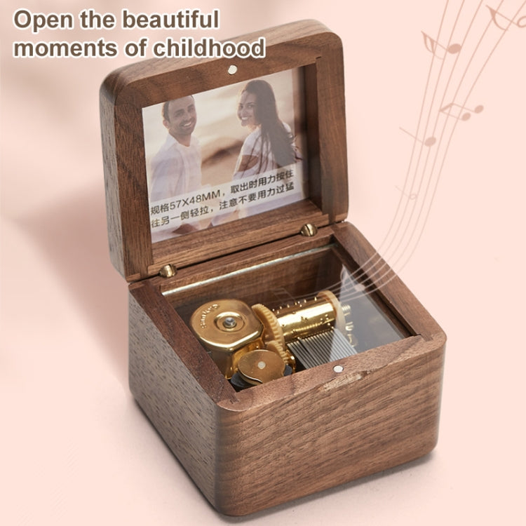 Frame Style Music Box Wooden Music Box Novelty Valentine Day Gift,Style: Rosewood  Red-Bronze Movement