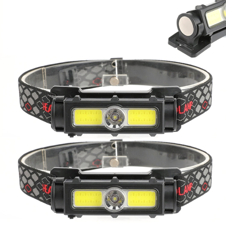 T45 Mini Multi-Function Magnet Red Light Strong Headlight USB Outdoor Lightweight Headlight(Black)