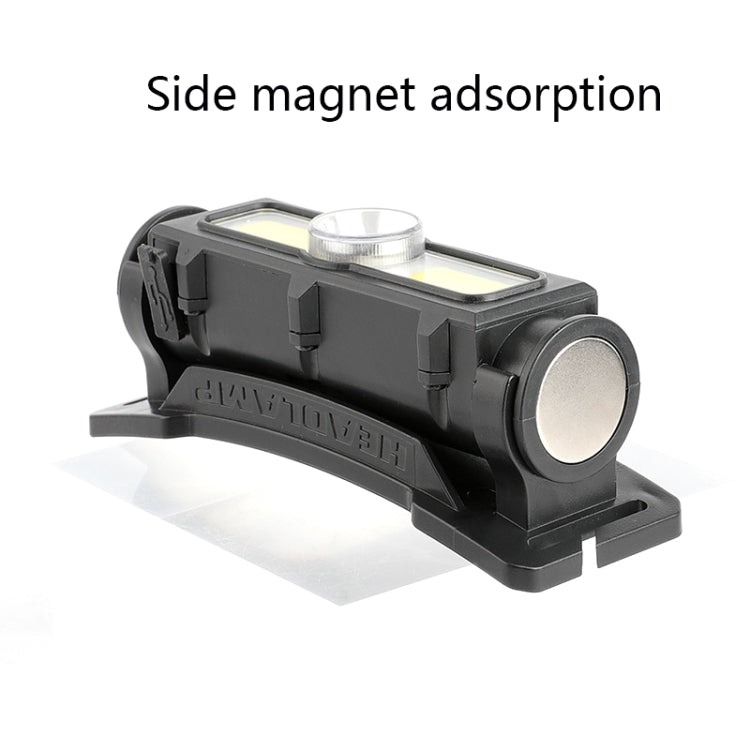 T45 Mini Multi-Function Magnet Red Light Strong Headlight USB Outdoor Lightweight Headlight(Black)