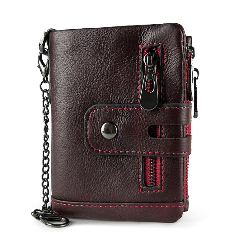 RFID Anti-Theft Swipe Wallet Tri-Fold Multi-Card Slot Crazy Horse Leather Men Leather Wallet