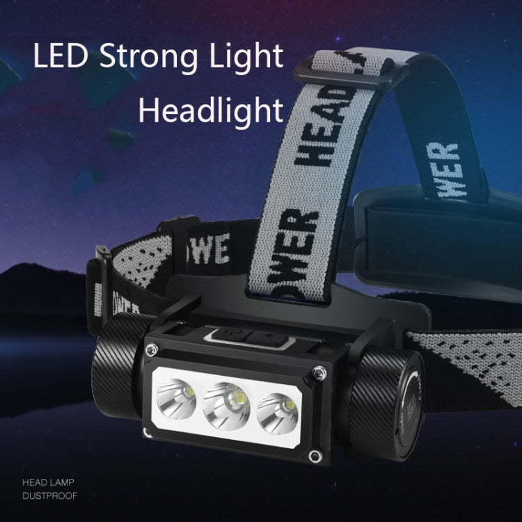 LED Strong Light Aluminum Alloy Outdoor With Magnetic USB Work Headlight, Colour: 5 x LED