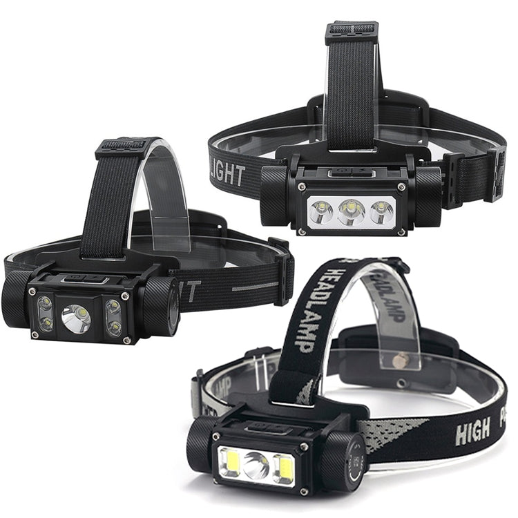 LED Strong Light Aluminum Alloy Outdoor With Magnetic USB Work Headlight, Colour: 1 x LED Master + 2 x COB Side Lamp