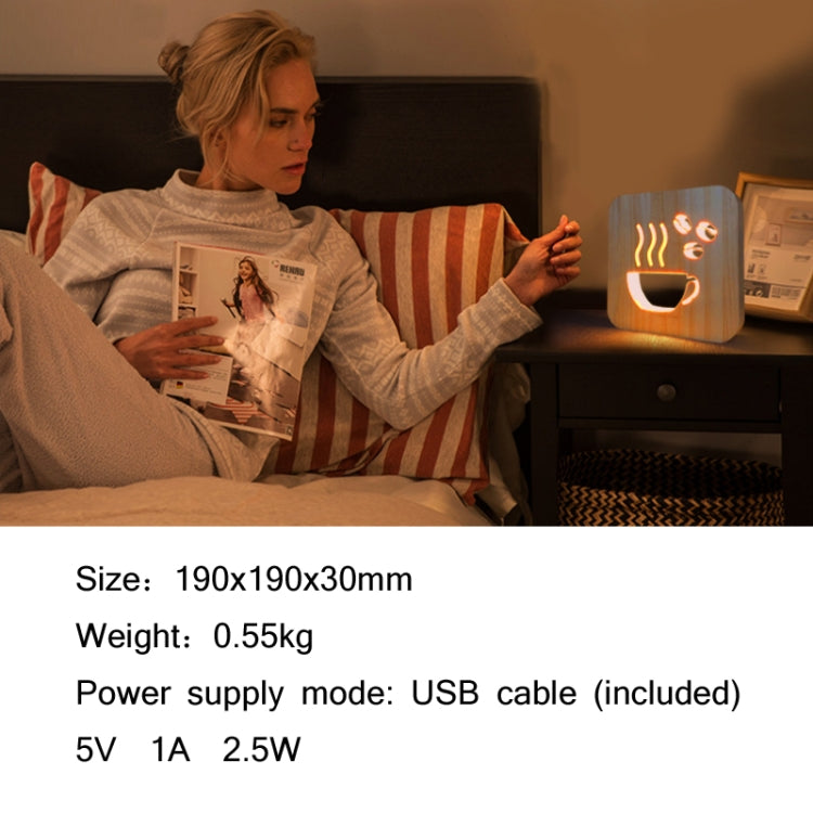 FS-T1879W 2.5W 3D Coffee LED Wooden Table Lamp Bedroom Night Light(Warm White)