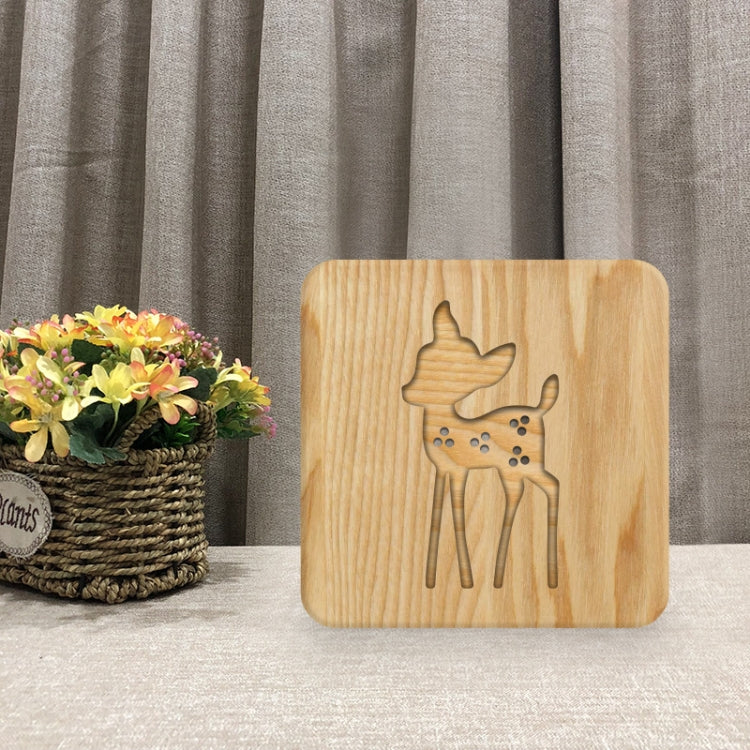 FS-T2175W 2.5W Deer Shaped Solid Wood Lamp LED Night Light(Warm White)