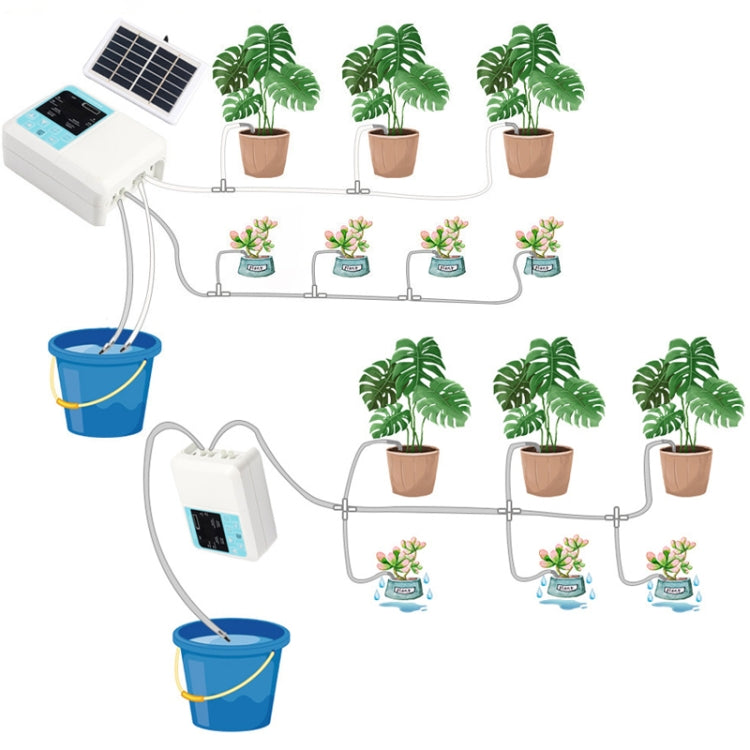 G89456 Solar Intelligent Voice Timing Automatic Flower Watering Device Lazy Plant Dripper, Specification: Single Pump 15 Sets(White)