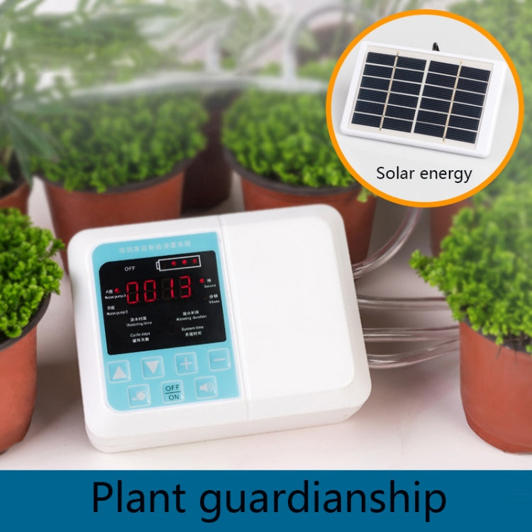 G89456 Solar Intelligent Voice Timing Automatic Flower Watering Device Lazy Plant Dripper, Specification: Double Pump 30 Sets 20M Tube(White)