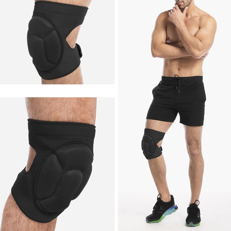 2 Pairs HX-0211 Anti-Collision Sponge Knee Pads Volleyball Football Dance Roller Skating Protective Gear, Specification: M (Black)