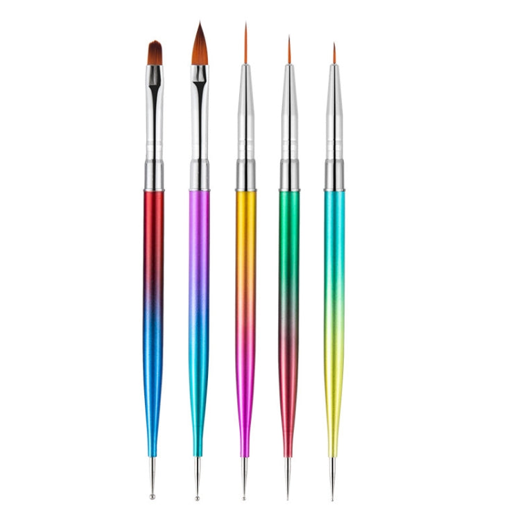 Double-headed Drill Pen Draw Line Pen Light Therapy Color Painting Pen Metal Gradient Bar Nail Set