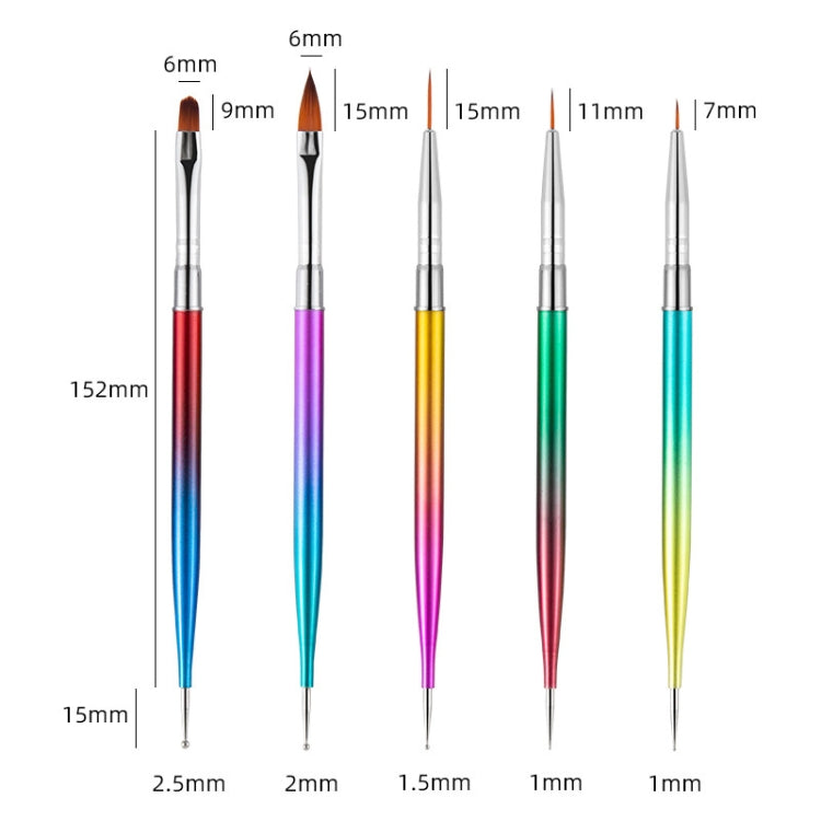 Double-headed Drill Pen Draw Line Pen Light Therapy Color Painting Pen Metal Gradient Bar Nail Set