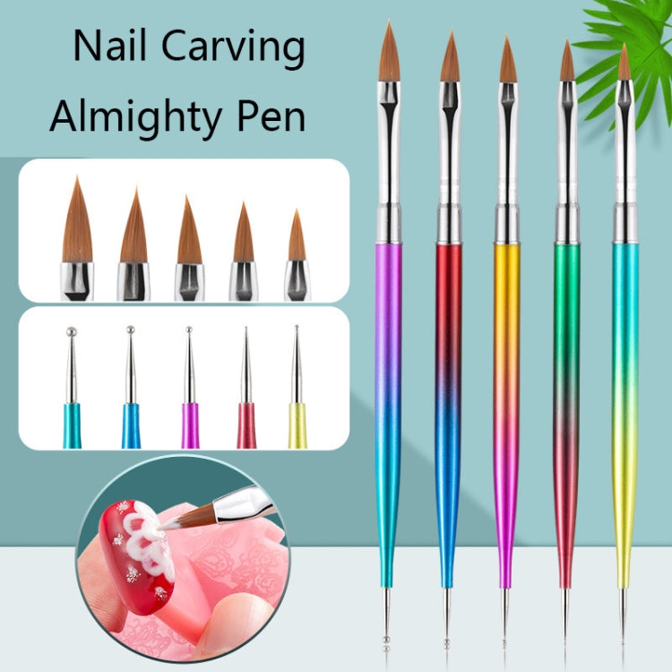 Double-headed Drill Pen Draw Line Pen Light Therapy Color Painting Pen Metal Gradient Bar Nail Set