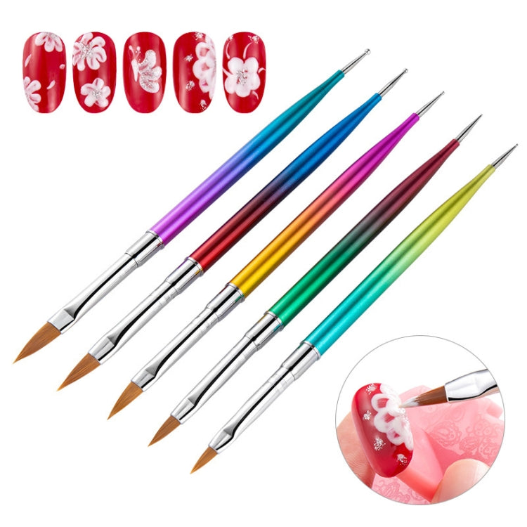 Double-headed Drill Pen Draw Line Pen Light Therapy Color Painting Pen Metal Gradient Bar Nail Set
