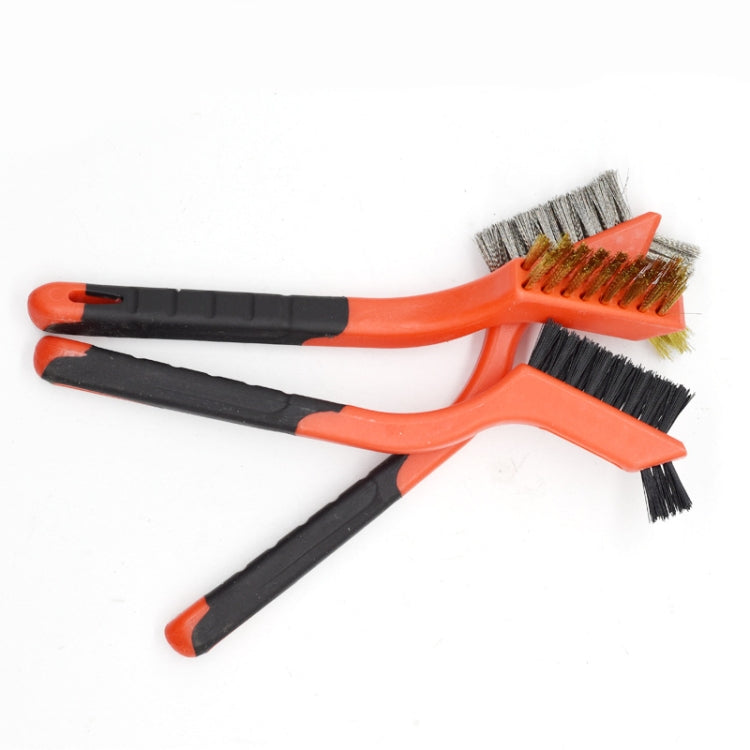 3 Sets Nylon Silk+Stainless Steel Wire+Copper Wire 7-Inch Industrial Cleaning Brush Mini Refractor Cleaning Gap Brush