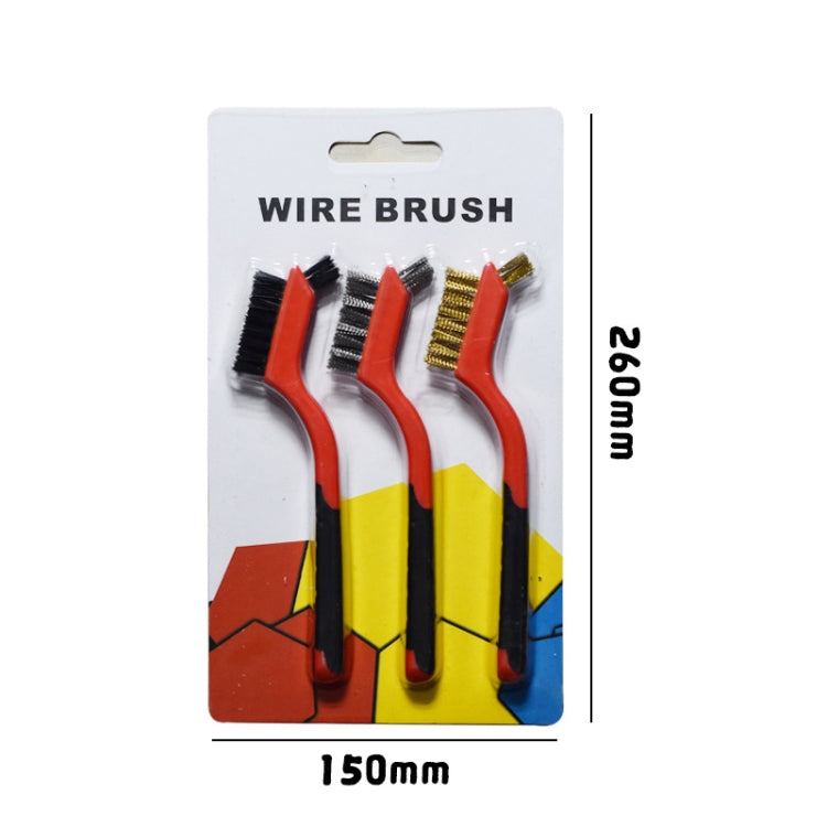3 Sets Nylon Silk+Stainless Steel Wire+Copper Wire 7-Inch Industrial Cleaning Brush Mini Refractor Cleaning Gap Brush