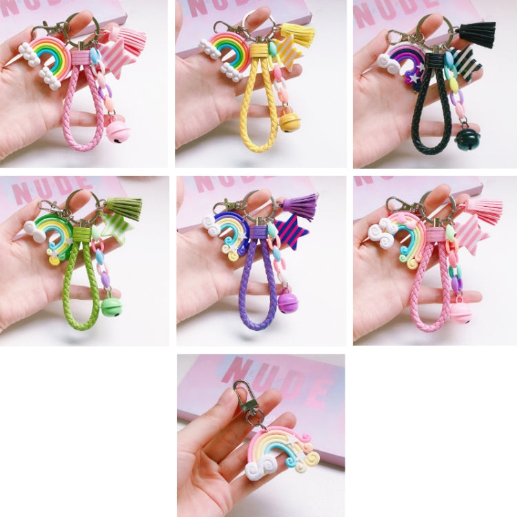 4 PCS Cute Soft Clay Rainbow Keychain Student Schoolbag Lollipop Pendant, Colour: Single Rainbow