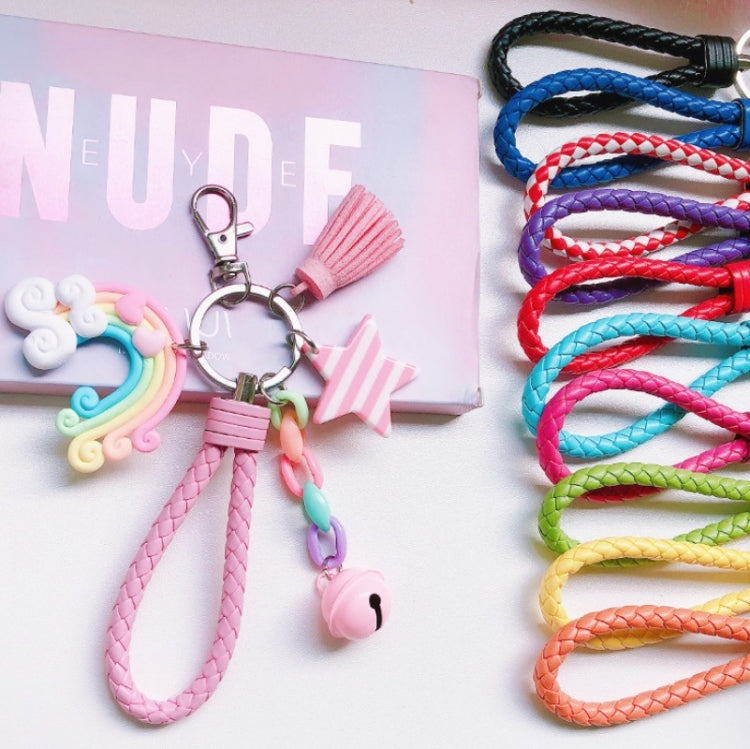 4 PCS Cute Soft Clay Rainbow Keychain Student Schoolbag Lollipop Pendant, Colour: Single Rainbow