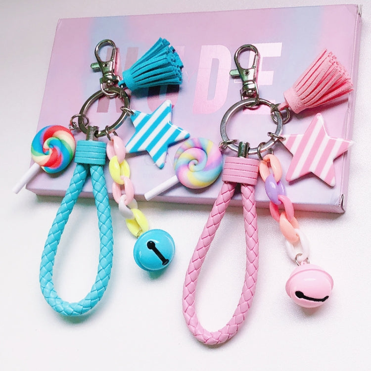 4 PCS Cute Soft Clay Rainbow Keychain Student Schoolbag Lollipop Pendant, Colour: Single Rainbow