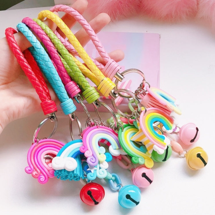 4 PCS Cute Soft Clay Rainbow Keychain Student Schoolbag Lollipop Pendant, Colour: Single Rainbow