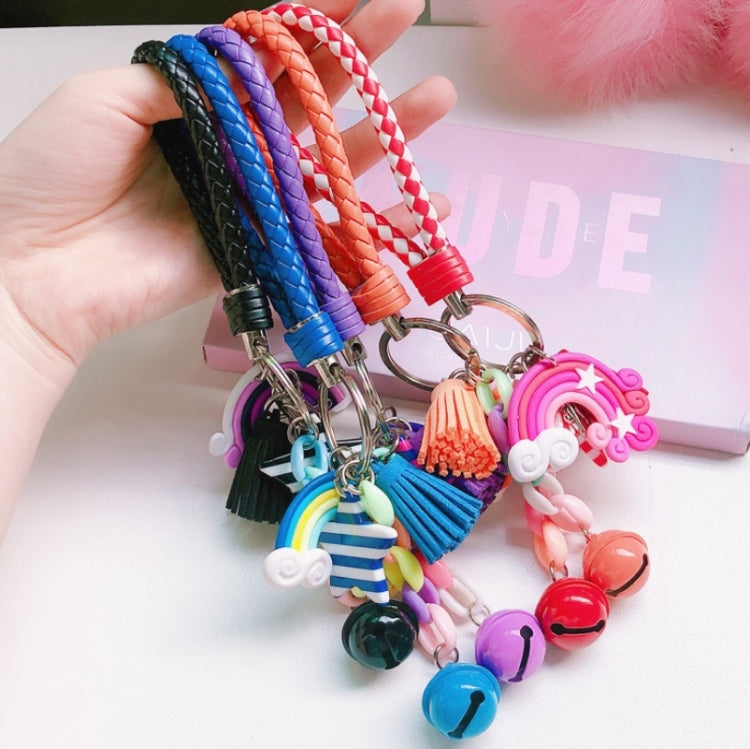 4 PCS Cute Soft Clay Rainbow Keychain Student Schoolbag Lollipop Pendant, Colour: Single Rainbow