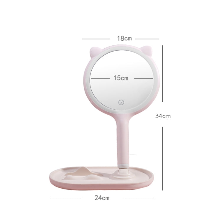Smart LED Handheld Table Makeup Mirror, Colour: Three-color Light (Rouge Pink)
