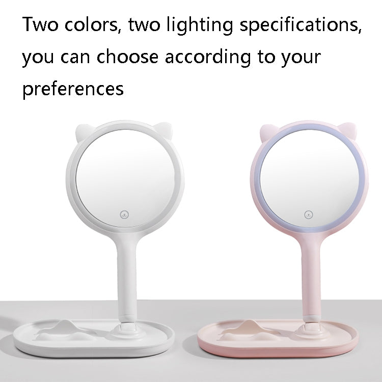 Smart LED Handheld Table Makeup Mirror, Colour: Monochromatic Light (Rouge Pink)