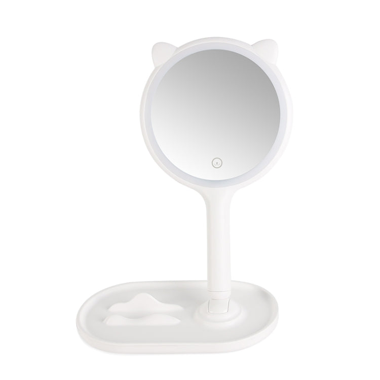 Smart LED Handheld Table Makeup Mirror, Colour: Three-color Light (Ivory White)