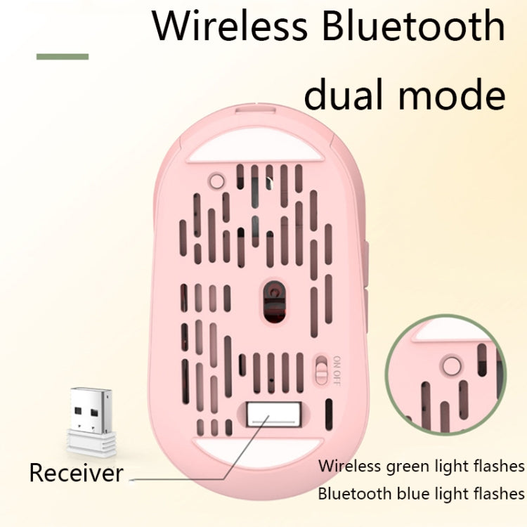T13 1600 DPI 6-Buttons Luminous Hollow Bluetooth 5.1 + 2.4GHz Wireless Mouse