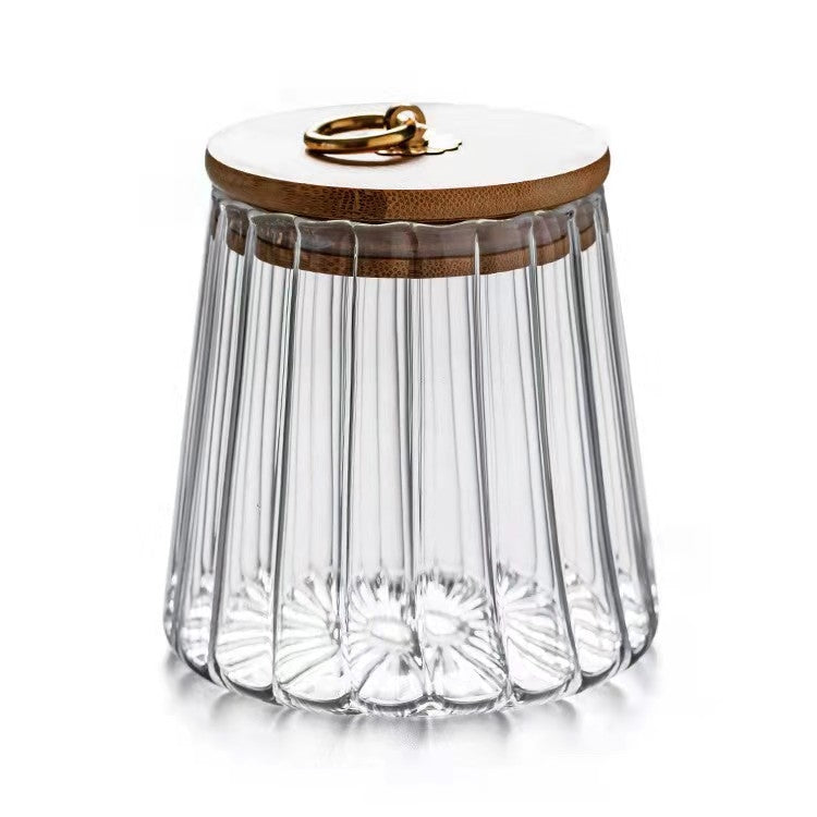 Transparent Glass Sealed Tea Caddy Household Food Candy Storage Seasoning Box