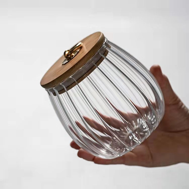 Transparent Glass Sealed Tea Caddy Household Food Candy Storage Seasoning Box