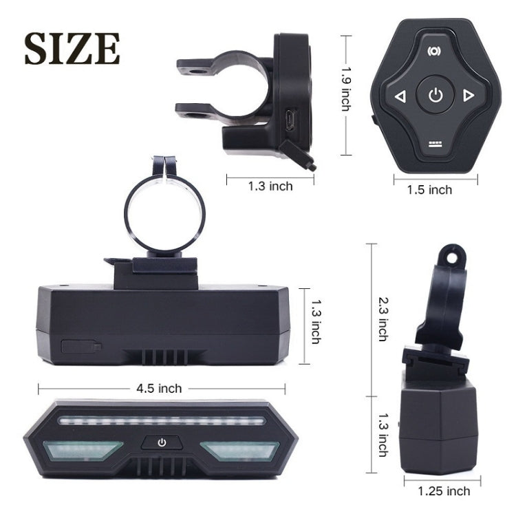 Bicycle USB Charging Smart Tail Light With Remote Control Rear Warning And Brake LED Light(Black)