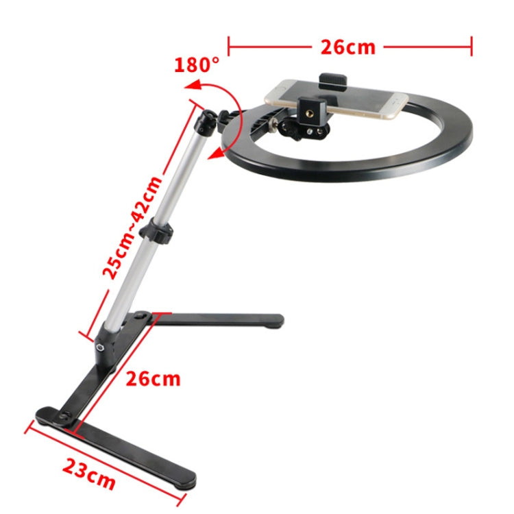 FP-10 Desktop Multi-Function Photography Support Phone Live Stand LED Fill Light, Specification: Desktop Bracket + Clip + Ring Lamp